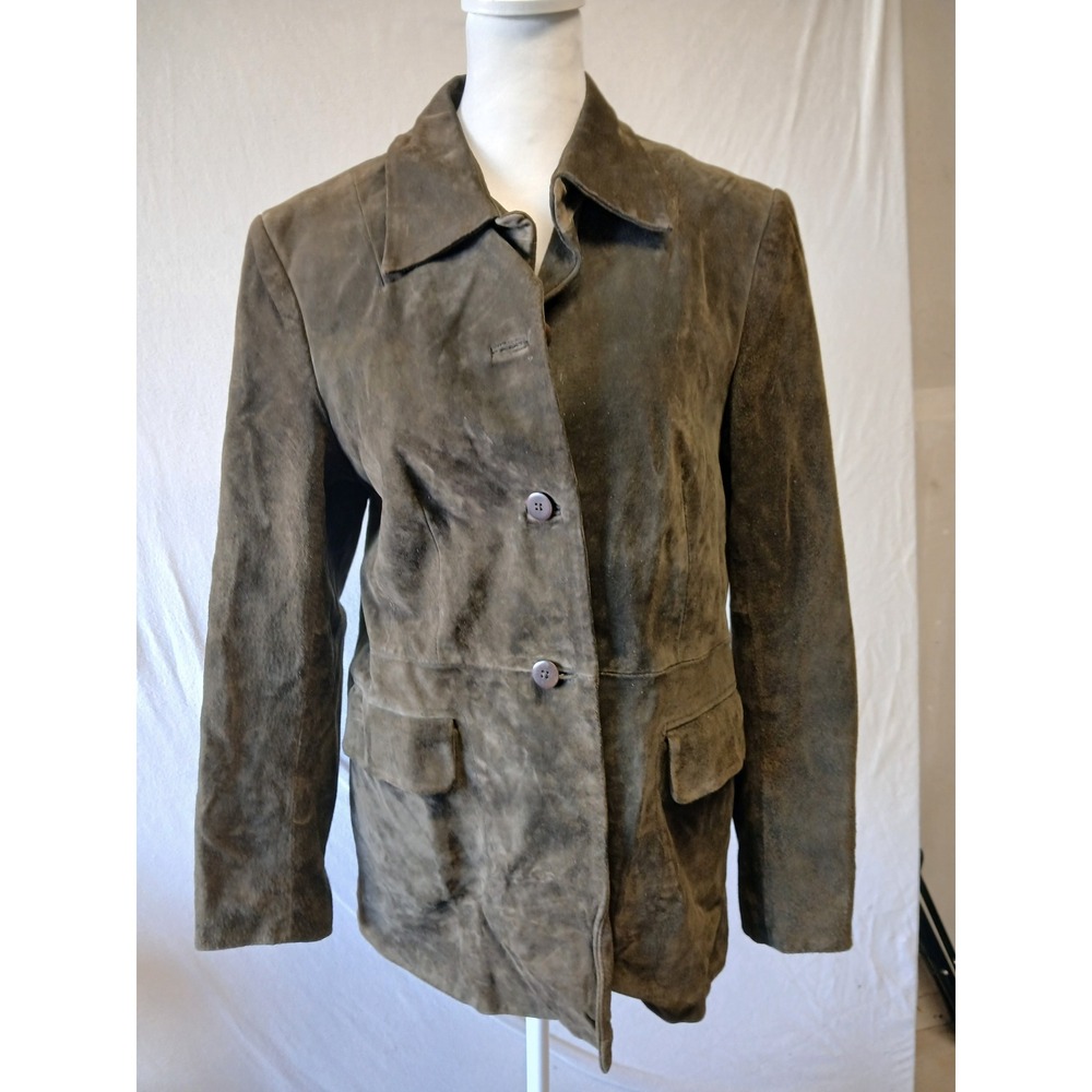 Y2k Caslon large suede jacket earth tone 90s grunge western chic vintage olive